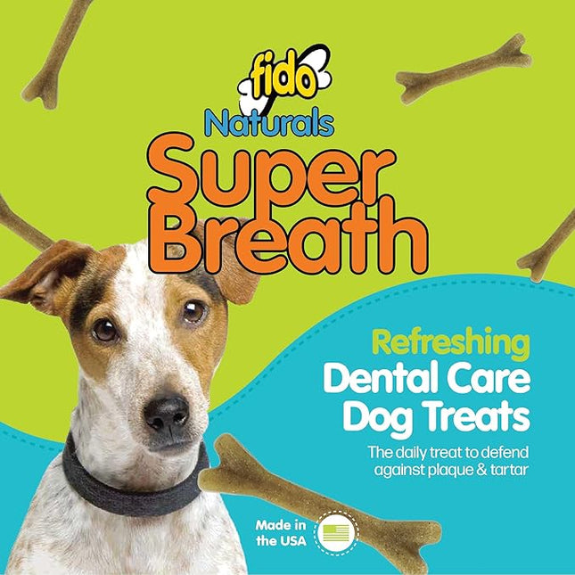 Fido - Super Breath Dental Care Bones for Dogs - 13 Treats Per Pack (3 Pack) - for Small Dogs (Made in USA) - Dog Dental Chews Help Reduce Plaque, Tartar Buildup, and Freshens Breath
