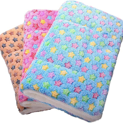 FJWYSANGU Fluffy Pet Cat Blanket Soft Coral Velvet Pet Puppy Cushion Mat Warm Cover Soft Pad Mat(Star V2/Beige,Small)