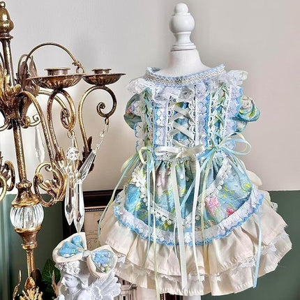 Fashion Sweet Puppy Dog Lace Princess Tailored Dress for Mini and Petite Dog B-Blue Small