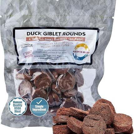 Fresh Is Best Freeze Dried Dog Treats – Raw Freeze Dried Cat Treats in Resealable Zipper Bag – High-Protein Duck Giblets for Dogs & Cats – Made in The USA