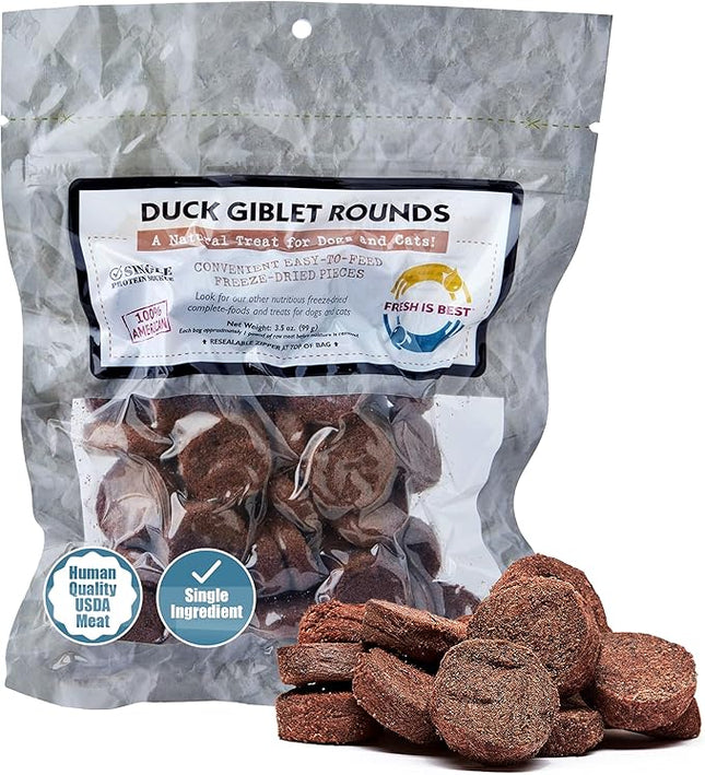 Fresh Is Best Freeze Dried Dog Treats – Raw Freeze Dried Cat Treats in Resealable Zipper Bag – High-Protein Duck Giblets for Dogs & Cats – Made in The USA