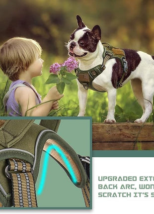 BUMBIN Tactical Dog Harness for Medium Dogs No Pull, Famous TIK Tok No Pull Dog Harness, Fit Smart Reflective Pet Walking Harness for Training, Adjustable Dog Vest Harness with Handle Green M