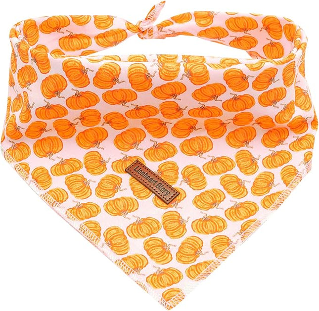 Lionheart Glory Fall Dog Bandana - Halloween Pumpkin Washable Soft Dog Scarf Adjustable for Small Dogs