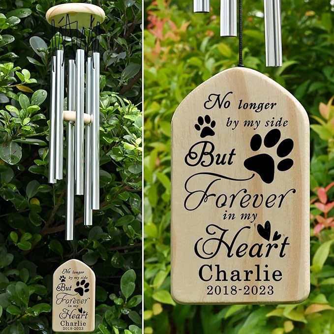 Dog Memorial Gifts, Jocidea Personalized Pet Memorial Wind Chime, Loss of Dog Sympathy Gift, Pet Remembrance Gifts, in Memory of Dog Cat, Loss of Pet - Pet in My Heart