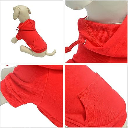 Lovelonglong Blank Basic Hoodie Sweatshirt for Dogs 100% Cotton Fits Small Medium Dachshund Large Dog Red S