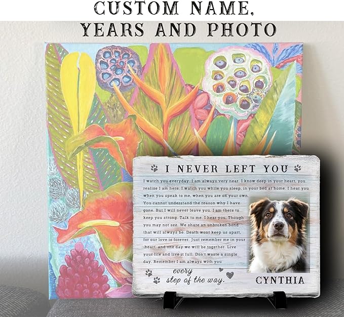 Personalized Pet Memorial Stone, Custom Dog Memorial Gifts for Loss of Dog with Photo Name Date, Dog Remembrance Gift, Loss of Dog Sympathy Gift for Dog Cat Lovers (Quote 12)