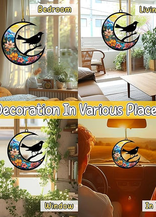 Bird Memorial Suncatcher, Personalized Rainbow Bridge Remembrance with Name & Date, Bird Lover Passing Away Gift, Loss of Pet Bereavement Gifts, Hanging Window Decor, Car