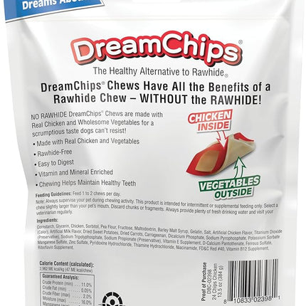 DreamBone DreamChips, Rawhide Free Dog Chews Made with Real Chicken and Vegetables, 24 Count