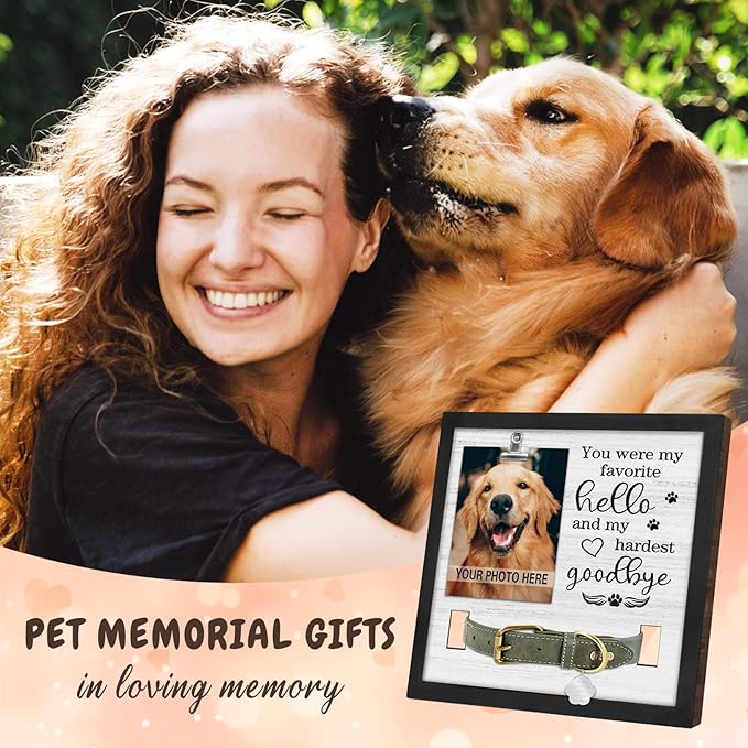 Dog Memorial Gifts for Loss of Dog, Loss of Dogs Sympathy Gift Pet Loss Sympathy Frame with Collar Holder, Pet Cat Remembrance Bereavement Gift