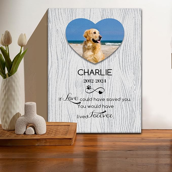 Personalized Pet Memorial Gifts for Dogs Customized Gifts for Dogs Cats Custom Loss of Pet Sympathy Gift Canvas Dog Loss Gift Canvas with Picture Name