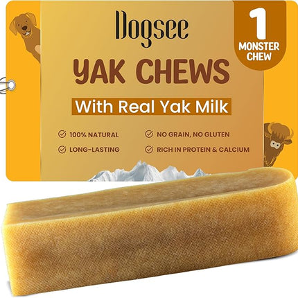 Dogsee Original Himalayan Yak Cheese Chews (Monster - 1 Chew) | Rawhide-Free | Long-Lasting | Fights Plaque & Tartar | Supports Dental Health