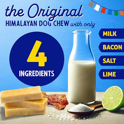 Himalayan Chew Original Yak Cheese Chew, Bacon, 3 Small Sticks, 1.1 oz, Gluten Free, Healthy Treats, Grain & Lactose Free 100% Natural, Long Lasting Chews for s Under 15 lbs