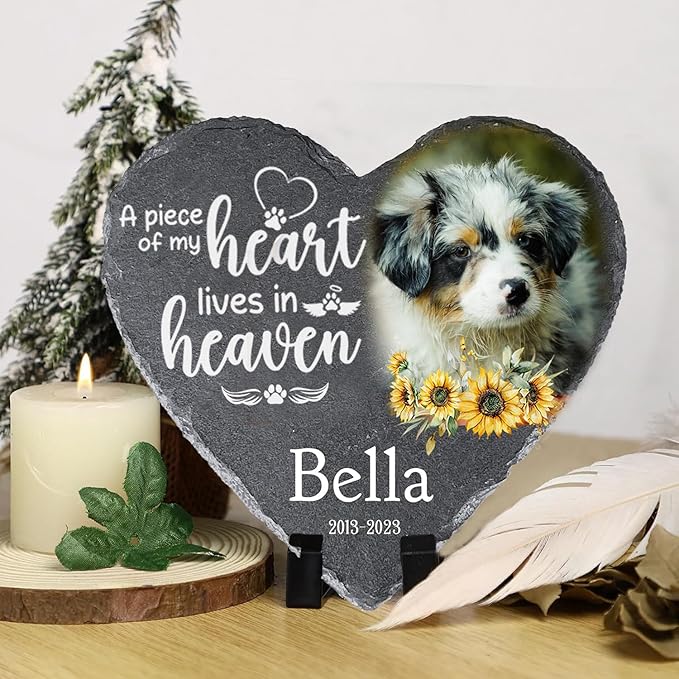 Gabita Personalized photo Dog Memorial Stone, Custom Pet Memorial Stone for Dogs, Dog Memory Stones for Garden, Sympathy Gift for Loss of Pet, Dogs Grave Marker Headstone