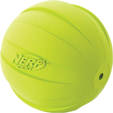 Nerf Dog Rubber Ball Dog Toy with Squeaker, Lightweight, Durable and Water Resistant, 4 Inch Diameter for Medium/Large Breeds, Single Unit, Green
