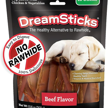 DreamBone DreamSticks, Rawhide Free Dog Chew Sticks Made with Real Beef and Vegetables, 15 Sticks
