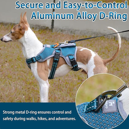 BELPRO Multi-Use Support Dog Harness, Escape Proof No Pull Reflective Adjustable Vest with Durable Handle, Dog Walking Harness for Big/Active Dogs (Blue, L)