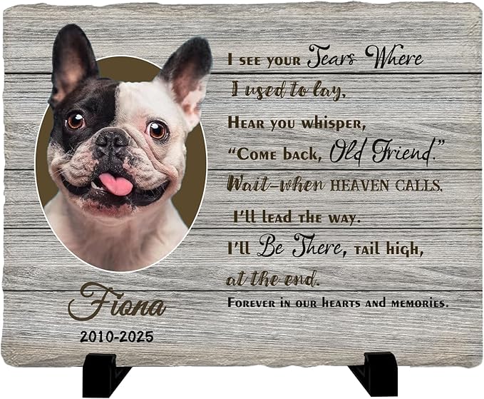 Personalized Pet Memorial Stone, Custom Dog Memorial Gifts for Loss of Dog with Photo Name Date, Dog Remembrance Gift, Loss of Dog Sympathy Gift for Dog Cat Lovers (Quote 17)