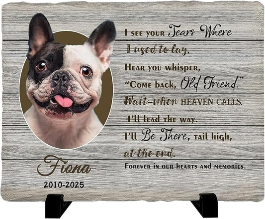 Personalized Pet Memorial Stone, Custom Dog Memorial Gifts for Loss of Dog with Photo Name Date, Dog Remembrance Gift, Loss of Dog Sympathy Gift for Dog Cat Lovers (Quote 17)