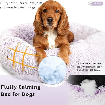 Dog Beds for Medium Dogs Washable 30 Inches Gradient Purple Fits up to 45 lbs Pets Beds Fluffy Anti Anxiety