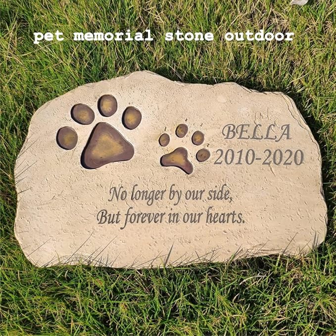 Sympathy Pet Memorial Stones Garden Stones for Dogs or Cats Engaved with Pet's Name, Dates and Sentence, Personalized Pet Memorial Gifts Dog Loss Gifts Outdoors