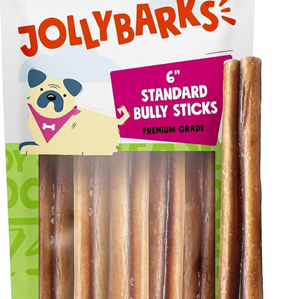 6 Inch Bully Sticks for Small Dogs | Odorless High Protein Single Ingredient Dog Treat (20 Pack)
