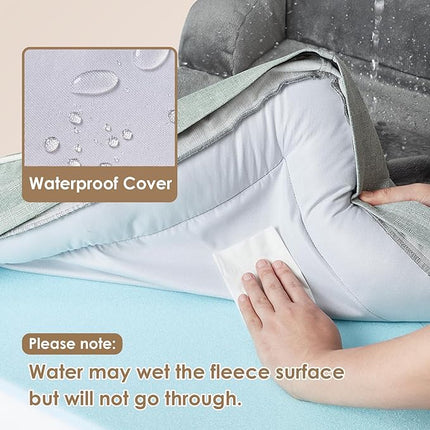 EHEYCIGA Orthopedic XL Dog Beds, Waterproof Memory Foam Dog Bed for Extra Large Dogs, Non-Slip Bottom and Egg-Crate Foam Big Pet Couch Bed with Washable Removable Cover, Greyish Green