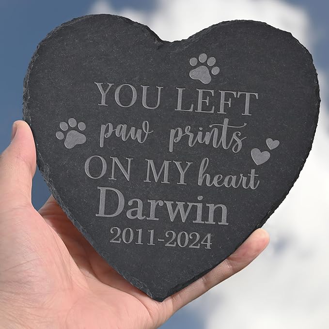 Personalized Pet Memorial Stone, Dog Memorial Gifts for Loss of Dog, Pet Loss Gifts, Pet Memorial, Loss of Dog Sympathy Gift, Dog Remembrance Gift, Pet Bereavement Gifts - Left Paw Prints on My Heart