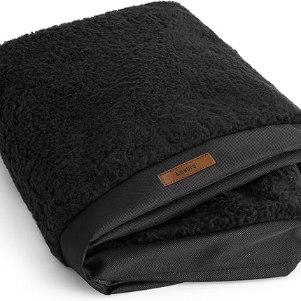 LE SURE Washable Dog Bed Cover Replacement - Large Size Plush Fleece Cover for Orthopedic Egg Crate Foam Pet Mat 36x27x3 Inches, Black