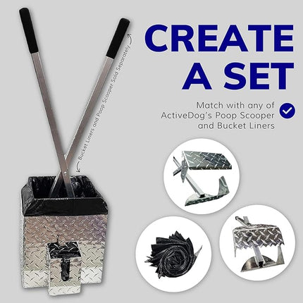 ActiveDogs Dog Poop Bucket Pet Waste Container - Heavy Duty Dog Poop Trash Can Outside Disposal Pail - A Rust-Resistant, Aluminium Metal, 5 Gallon Pail - Made in USA