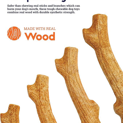 Petstages Outward Hound Super Dogwood Durable Dog Chew Toy, Medium - Long Lasting Chew Stick Made with Real Wood - USA Made, M