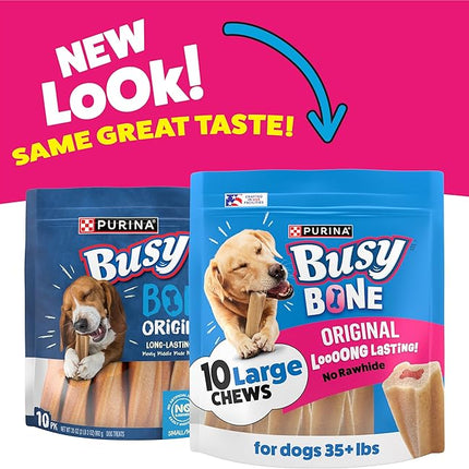 Purina Busy Bone Adult Dog Chew Bone Treats, Original - 10 ct. Pouch