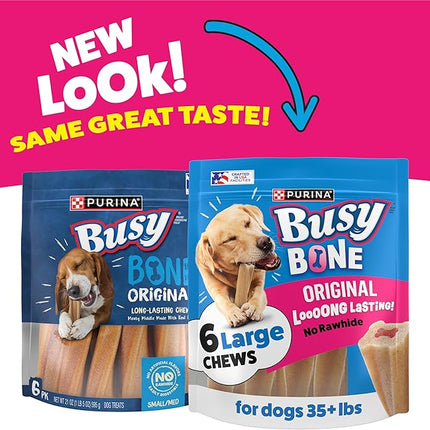 Purina Busy Bone Adult Dog Chew Bone Treats, Original - 6 ct. Pouch