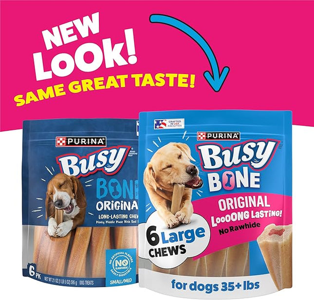 Purina Busy Bone Adult Dog Chew Bone Treats, Original - 6 ct. Pouch