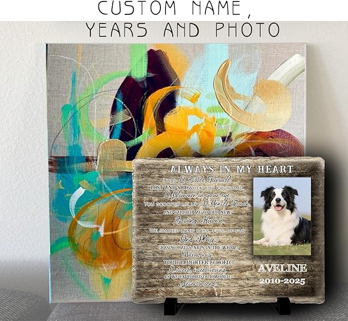Personalized Pet Memorial Stone - Custom Dog Grave Marker with Name & Photo - Sympathy Gifts for Loss of Beloved Dog - Cemetery Decor - Dog Passing Away Sympathy Gifts (Quote 16)