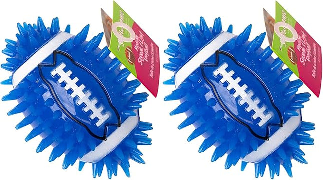 Gnawsome 4.5" Spiky Squeak & Light Football for Dogs - Durable, Rubber Bouncy Puppy Fetch & Chew Toy for Your Pet, Colors Will Vary for All Breed Sizes (Pack of 2)