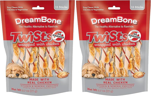 DreamBone Twists Wrapped with Chicken, No-Rawhide Chews for Dogs, 11 Count (Pack of 2)