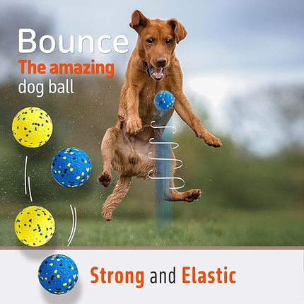 3.9'' Dog Balls Tennis Ball for Aggressive Chewers, Atom Teething Balls Dog Chew Toys for Large Medium Small Dogs and Puppies, 3 Pack
