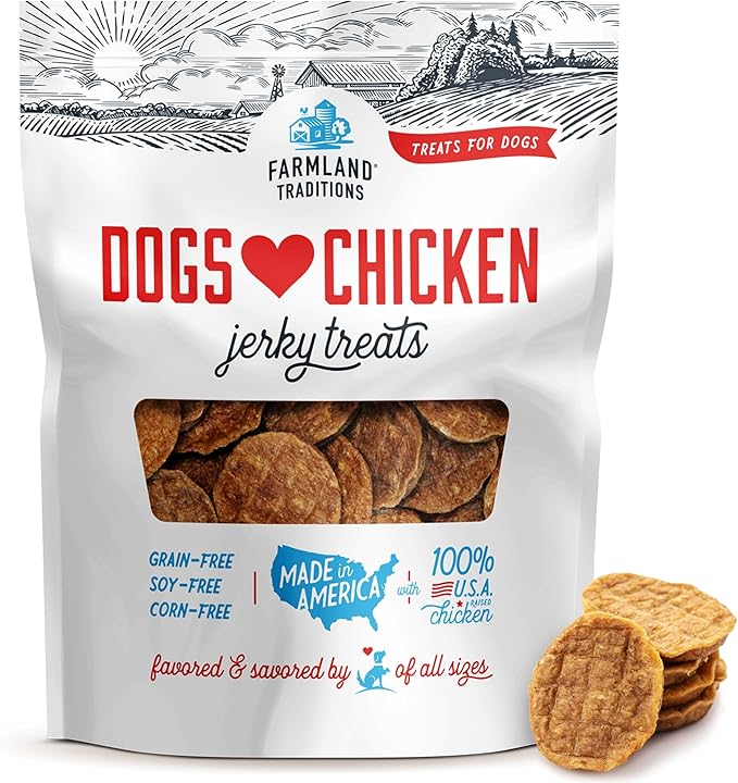 Farmland Traditions Dogs Love Chicken Jerky Dog Treats with Only 3 Ingredients and No Fillers, 2 Pound Bag