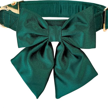 Lionet Paws Bowtie Dog Collar - Comfortable Silk Dog Collar with Detachable Bow Tie for Puppy and Cat, Neck 8-12 Inches