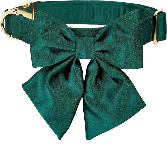 Lionet Paws Bowtie Dog Collar - Comfortable Silk Dog Collar with Detachable Bow Tie for Puppy and Cat, Neck 8-12 Inches