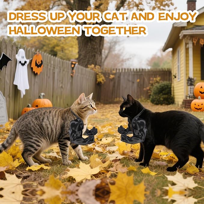 Cat Muscle Arm Halloween Cat Costume Accessory,3D Printed Cat's Neck Arm with Muscle for Pet Cosplay, Birthday Party,Halloween Costume Accessories Adjustable Lightweight Design - Black