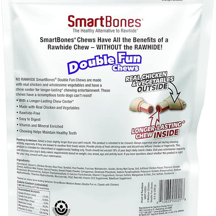 SmartBones DoubleTime Chews 3 Count, Medium, Rawhide-Free Chews For Dogs With Long-Lasting Chew Center