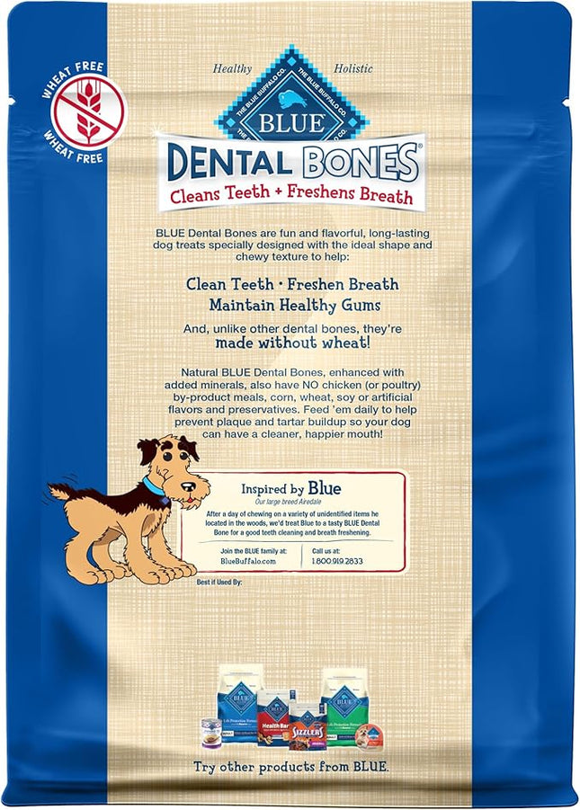 Blue Buffalo Dental Bones Regular Natural Dental Chew Dog Treats Bag, 12oz. Bag