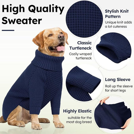 Queenmore Navy Blue Dog Turtleneck Sweater, Small, Solid, Polycotton, X-Small