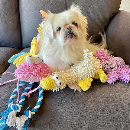 Nocciola Small Medium Large Dog Toys, Cute Soft Squeaky Crinkle Plush Stuffed Durable Pet Teething Animal Chew Toys for Small to Large Breed, Dog Christmas Stocking Stuffers