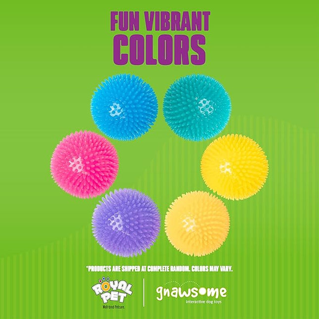 Gnawsome 4.5” Spiky Squeak & Light Ball Dog Toy - Extra Large, Cleans teeth and Promotes Dental and Gum Health for Your Pet, Colors will vary, All Breed Sizes