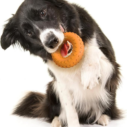 Playology Dog Toys | Dual Layer Ring Durable Chew Toy for Aggressive Chewers | Medium Cheddar Cheese Scented Toy - Easy to Clean and Made from Non Toxic Materials