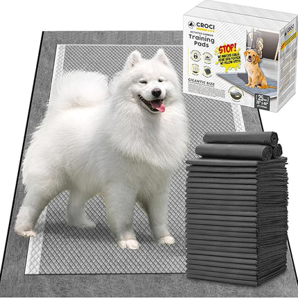 CROCI 28"x44" 4XL Activated Carbon Pee Pads for Dogs, Odor-Control Charcoal Dog Pads Absorbs Up to 12 Cups of Liquid, 6-Layer Thicker Leak-Proof & Quick Dry Dog Training Pads, Disposable (25 Counts)