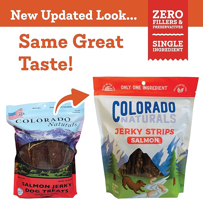 Salmon Jerky Strips Dog Treats, 16 oz – All-Natural, Made in USA, No Fillers or Preservatives – Wild Alaskan Caught, Rich with Omega-3