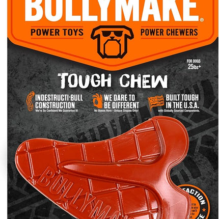 BULLYMAKE Red Tough Chew Steak Toy for Dogs, Durable Nylon Dog Toys for Aggressive Chewers, Dental Stimulating, Tough Chewers, Boredom Busting, Made in USA